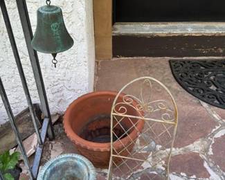 Vintage Metal Bell, Verdigris Patina, 5" Height