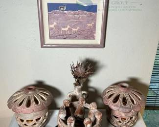 Framed Painting by S. Ross, Ceramic and Clay Pottery Collection