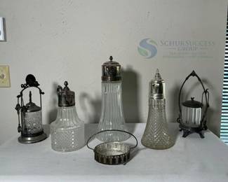 Rogers Antique Silver-Plated Condiment Holders, Italy, Ornate Designs