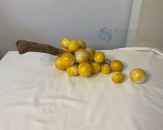 Decorative Artificial Fruit Cluster, Yellow and Brown, Stone