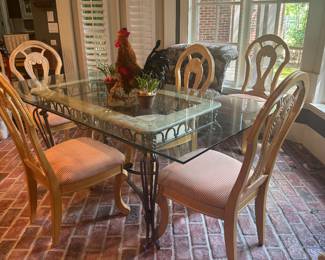 Glass top table chairs
