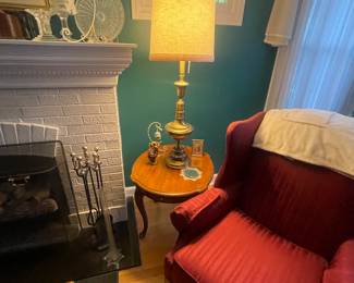 Living Room Chair & side table, lamp