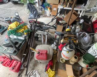 Garage items, gas cans and things