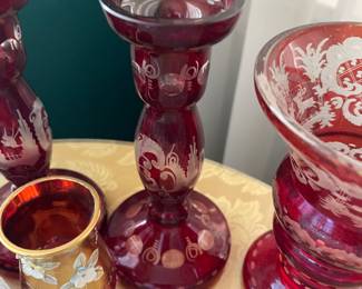 Red cut to clear crystal