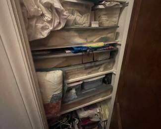 Closet full of linens- all have been emptied and placed in bedroom