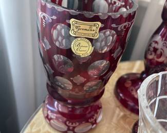 Egermann red cut crystal