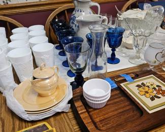 Indiana milk glass Grapevine harvest glasses