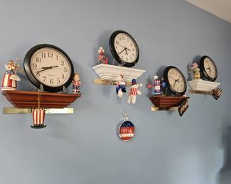 Clocks, shelves, Americana