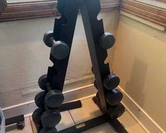 Dumbells, rack