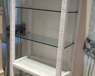 White wicker lighted shelf unit (1 of 2)