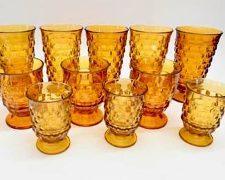 Indiana Glass Amber Cubist Tumblers