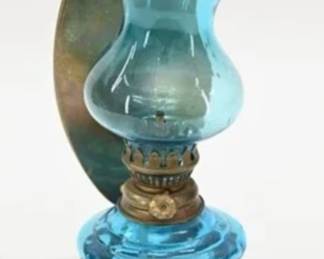 Blue Glass Oil Lamp