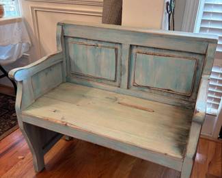 Rustic blue bench