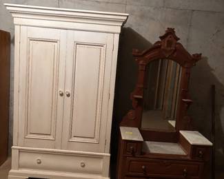 Armoire, marble top dresser