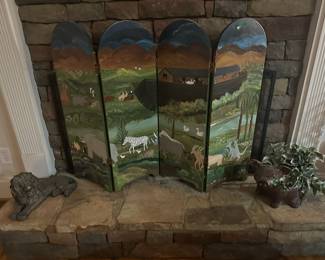 Fireplace screen with Noah's Ark Design