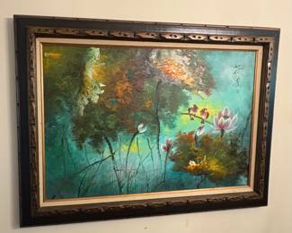 VINTAGE MCM ASIAN OIL PAINTING