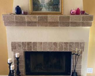 Fireplace Hearth Decor, Fireplace Tools And Pillar Candles