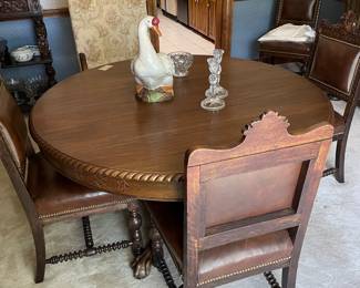 Dinning table with no leaves inserted 54” round. With all four leaves approx. 96”