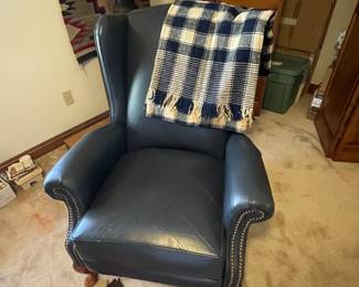 Antique wool blue and white throw blanket, ca. 1850