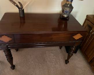 Antique Victorian spinet-style flip top writing desk