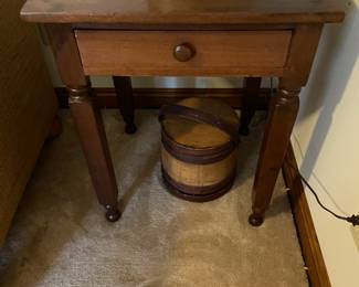 Antique walnut single drawer work table