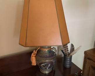Japanese champleve lamp - antique