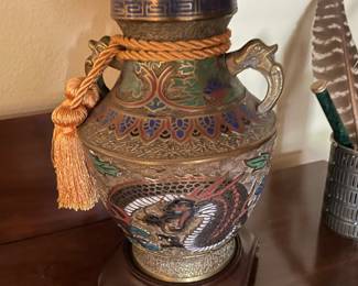 Japanese champleve lamp - antique
