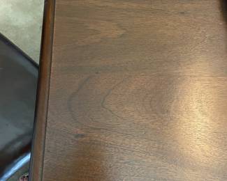 Antique centennial style mahogany carved pedestal table. 4 leaves