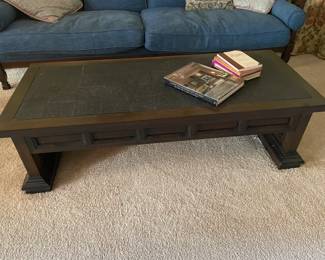 Antique, English coffee table with slate tile top