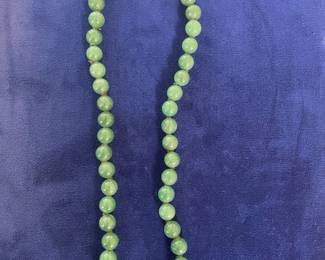 Jade beads, 14k clasp
