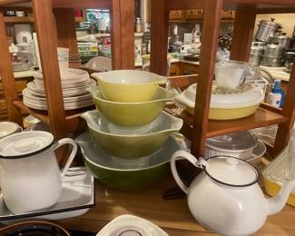 Vintage Pyrex Green Cinderella Bowls 441-444