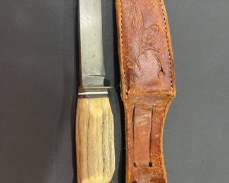 Vintage Solingen Bowie Hunting Knife Stag Handle
