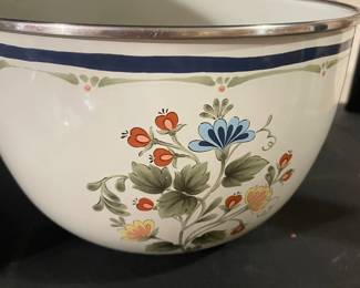 Vtg '70s Kobe Kitchen Floral Enamel ware Large Mixing Bowl