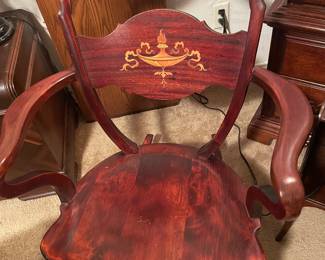 1940’s Antique Art Nouveau Carved Mahogany Rocking Chair