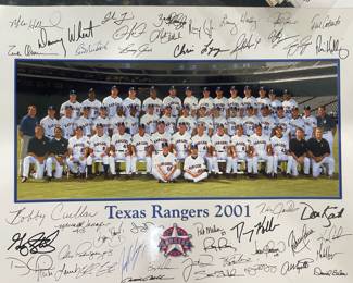 2001 Texas Rangers team photo autographed