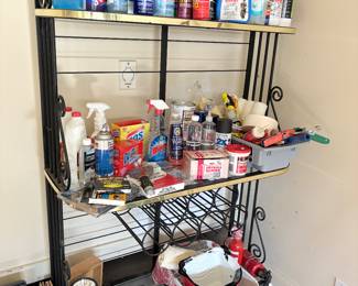 Cleaning chemicals and wine/storage shelf - metal