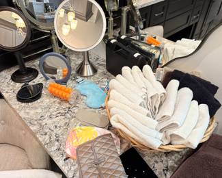 Vanity mirrors, and travel bags