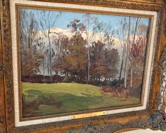 "Autumn" - Oil painting on canvas by J.E. Bundy - signed - 1920, framed