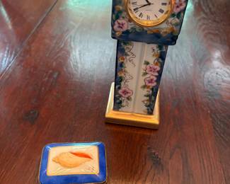 Limoges hand-painted pill box and clock