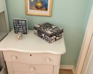 Another view of the white nightstands (2 available)