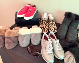 UGG slippers, boots, Murano leather shoes and red Ralph Lauren shoes (new in box) - size 7.5M