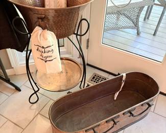 Vintage copper beverage cooler, Frontgate beverage cooler stand