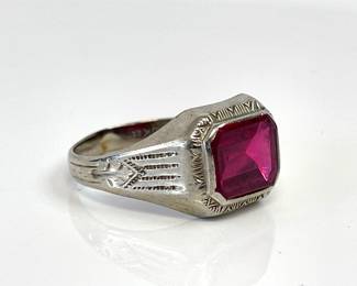 Lot 4724 Vintage 10K White Gold Mens Ring