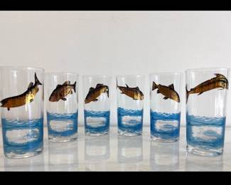 Lot 4789 Vintage Sports Kings Fishing Highball Glasses