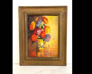 Lot 4596 Vintage J.M. Reinhard Art Signed Oil Floral Painting