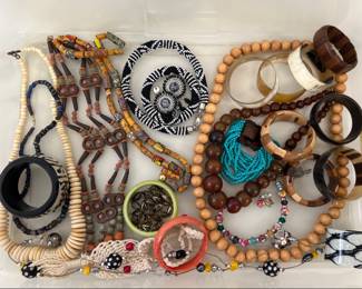 Lot 4711 Costume Jewelry Wood Tones