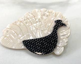 Lot 4731 Vintage Lea Stein Paris Peacock Bird Brooch Pin