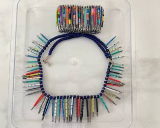 Lot 4714 South African Safety Pin Beaded Necklace Bracelet