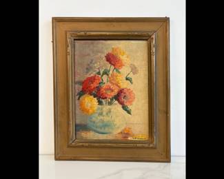 Lot 4595 Vintage J. M. Reinhard Signed Floral Art Oil Painting