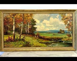 Lot 4969 Robert Wood Pine and Birch Landscape Reproduction Wall Art